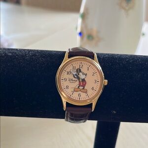 Disney Gold and Brown Mickey Mouse Vintage-Inspired Watch